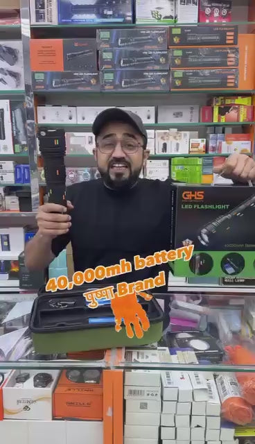 Super Power LED Flashlight- Zoomable Rechargeable, Metal Body with Power Bank